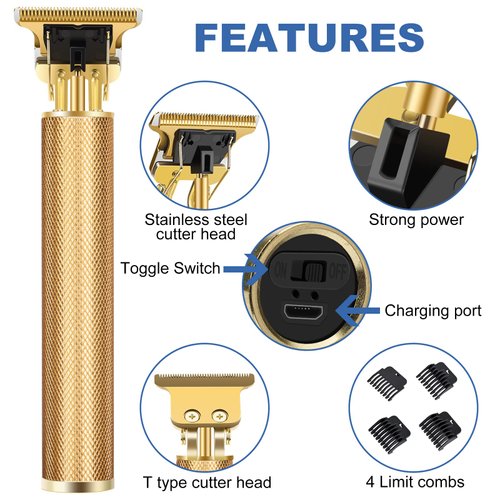 YOGINGO Professional Beard Trimmer for Men, Cordless Rechargeable Hair Trimmer for Men,T-Blade Hair Clippers,Hair Cutting Kit with Guide Combs, Gifts for Men