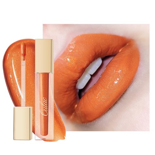 Oulac Shine Orange Liquid Lipstick for Women-Lip Plumper Lip Gloss for Dry Lip Care, Lightweight Soft and Hydrating Lip Tint Stain with Vitamin E & Rose Oil Vegan & Cruelty-Free, S06