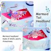 YARIEW Mermaid Birthday Crown and Birthday Princess Sash Mermaid Party Decorations for Girls Birthday Sash for Women Birthday Crown Tiara for Women Mermaid Birthday Party Decorations Gifts