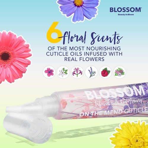 Blossom On the Mend Restoring Scented Portable Cuticle Oil Tube for Travel with Brush Tip, Infused with Real Flowers, 0.34 fl. oz/10ml, Spring Bouquet