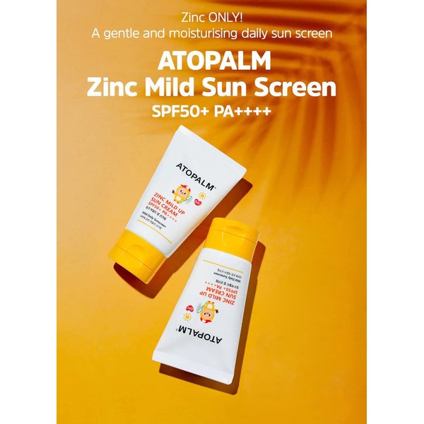 ATOPALM Zinc Mild Up Sun Cream SPF50+ PA++++ 65g, Dry Skin Moisturizing MLE Sun Protection, Korean Mineral Sunscreen