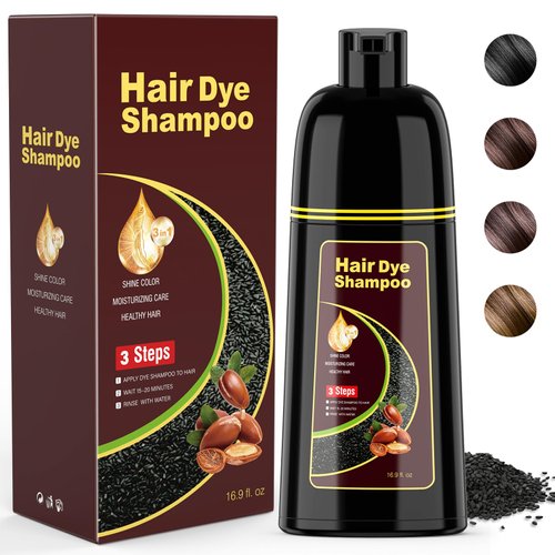 MOISTAR Dark Drown Hair Dye Shampoo 3 in 1 for Gray Hair Women and Men, Argan Champu Para Canas, Herbal Hair Dye Shampoo Natural Plant -500ml