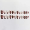 MISUD Coffin Press on Nails Medium Ballerina Fake Nails Fall Brown Acrylic Nails Glossy Glue on Nails Luxury Bling Glitter Stick on Artificial Nails Autumn False Nails 24 pcs