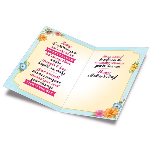 Prime Greetings Sister Mother's Day Card, Made in America, Thick Card Stock with Premium Envelope Packaged in a Reusable Presentation Mailer, Eco-Friendly, 5in x 7.75in