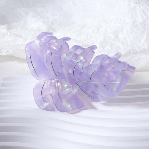 Purple Leaf Shaped Hair Claw Clip 3.5 inch No Slip Acrylic Big Strong Hold Hair Jaw Clamp for Women Girls Thick Thin Hair Hawaii Tropical Party Beach Vacation outfit Accessories