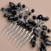AUNEAL Hair Accessories for Women and Girls Bride Wedding Hair Comb Black Crystal Side Comb Bridal Hair Piece Leaf Headpiece Bridesmaid