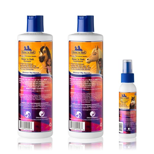 Mane 'n Tail Spirit Untamed Shampoo + Conditioner 11.02 Oz + Detangler 3.4Oz For Kids Caramel Apple Scent Gentle, Mild For Everyday Use Coconut Oil Softness