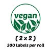Vegan Sticker Label - Sticker for Vegan Food and Vegan Products for Restaurants, Bakeries, Meal Prep - 300 Count Roll 2 Inch Circle