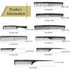 CestoMen 9pcs Carbon Fiber Stylist Combs Set, Anti Static Hair Cutting Comb Salon Styling Hairdressing Carbon Combs Rat Tail Comb for All Hair - Black