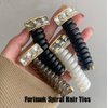 6Pcs Rhinestone Spiral Hair Ties Braided Telephone Wire Hair Bands for Women, Phone Cord Elastic Teleties Ponytail Holders Hair Accessories
