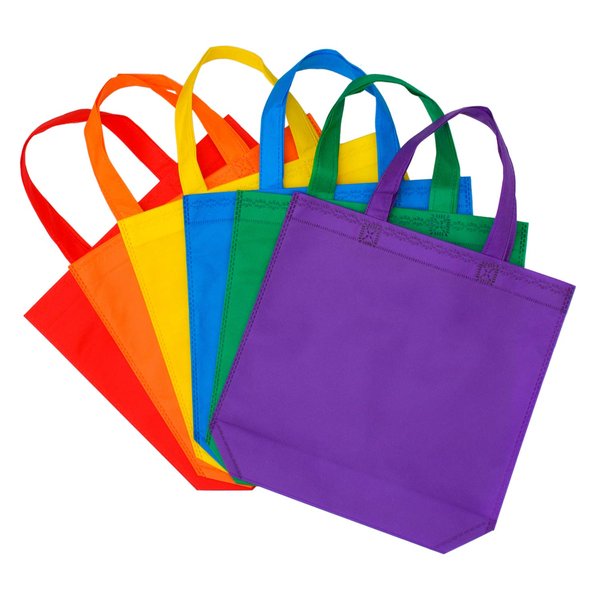 Aneco 24 Pack Party Non-Woven Gift Bags 11.5×11.5×3.5 Inch Reusable Tote Bags in Bulk Rainbow Goody Bag with Handles for Birthday Party Supplies