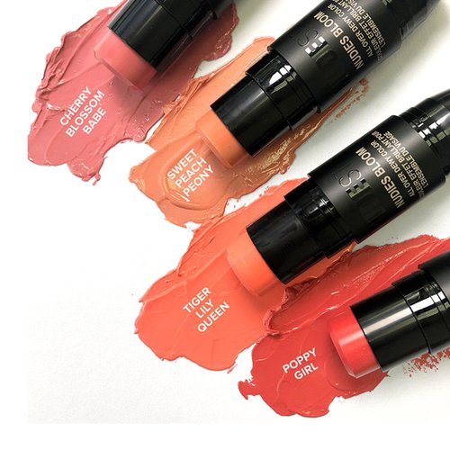 Nudestix Nudies Bloom Dewy and Radiant Cream Blush 3-in-1 All Over Face Colour For Cheeks, Eyes and Lips w/Blending Brush (Cherry Blossom Babe)