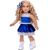 Ice Dancer - 3 Piece 18 inch Doll Ice Skating Outfit - Blue Leotard with Double Blue & Silver Ruffle Skirt, Decorative Head Flower and Ice Skates - Clothes Fits 18 inch Doll (Doll Not Included)