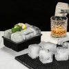 ROTTAY Ice Cube Trays (Set of 2), Sphere Ice Ball Maker with Lid & Large Square Ice Cube Maker for Whiskey, Cocktails and Homemade, Keep Drinks Chilled Black