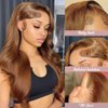 Light Brown Wigs Human Hair 22 Inch Body Wave 13x4 HD Lace Front Wigs Pre Plucked with Baby Hair Chocolate Brown Body Wave Human Hair Lace Front Wigs Ginger Brown Human Hair Wig for Women 150% Density