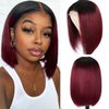 Kislemon 1b99J HD Lace Front Wigs for Black Women 13x4 Deep Part Grade 10A Burgundy Straight Bob Human Hair Wigs 180% Density Pre Plucked Natural Hairline With Baby Hair 10 Inch