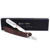 Parker SRDW, Walnut Wood Handle Straight Edge Barber Razor with Stainless Steel Blade Arm for Professionals, 5 Blades included