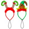 Whaline 2Pcs Holiday Dog Headbands Christmas Pet Costumefor Headwear Elf Hairband Head wear for Cat Dog Puppy, Fluffy Head Wrap with Bow, Red Green
