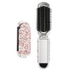 AsAlways Shiny Rhinestone Crystal Travel Hair Brush with Mirror Bling Diamonds Folding Hair Massage Comb Compact Portable Small Mini Hair Brush for Purse Wet & Dry Detangling(Pink)