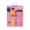 Real Techniques Makeup Brush Set with 2 Sponge Blenders, Multiuse Brushes, For Eyeshadow, Foundation, Blush, Highlighter, and Concealer, 6 Piece Makeup Brush Set