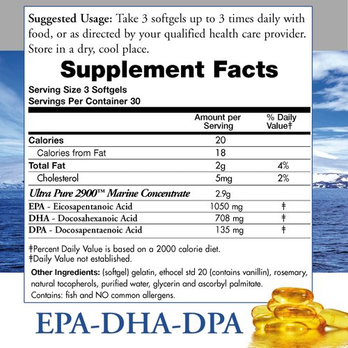 ecostream Naturals (Pack of 2) Natural Antarctic Wild Caught Omega 3 Fish Oil DPA-EPA-DHA Supplement 2,900 Milligrams Triple Strength Ultra Pure Concentrated SoftGels - No Fish Tasting Burps