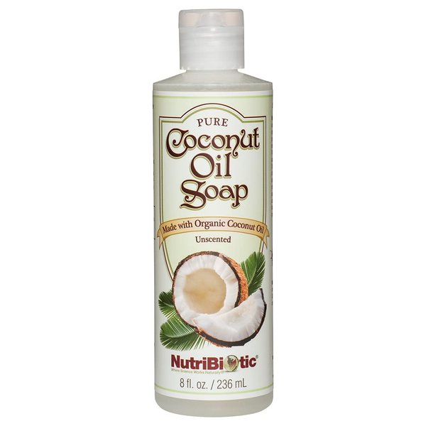 NutriBiotic – Pure Coconut Oil Soap, Unscented 8 Oz | Certified Organic, Unrefined, Biodegradable | Vegan & Made without GMOs, Gluten, Parabens or Sulfates | Rich, Cleansing Lather