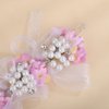 BERYUAN Flower Girls Flower Pearls Crown Headband Lace Bowknot Pearls Headband Flower Crown Wreath Handmade Adjustable Tiara Floral Wreath With Ribbon Halo Headbands for Teen Girls (pink)