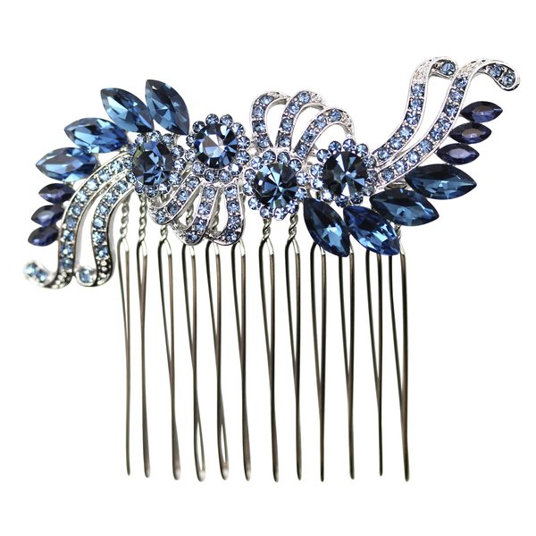 Faship Navy Blue Crystal Hair Comb