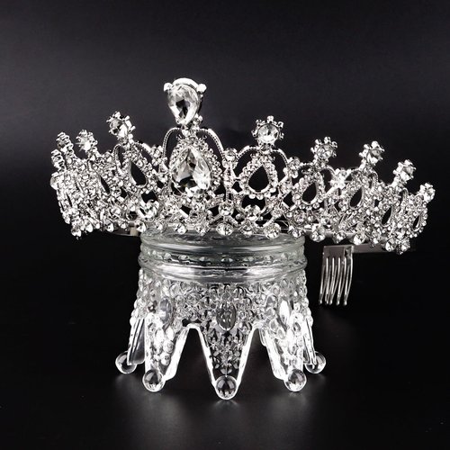 BAHABY Prom Queen Sash and Tiara Set, Silver Crowns for Women and White Sash- Graduation Party School Party Accessories Bachelorette Party Wedding Bridal Shower Halloween Party Favors