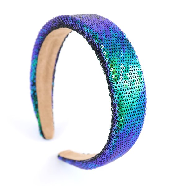 Gmmidea Sequin Sparkly Headbands for Women Girls Glitter Bling Gold Headband Beaded Padded Birthday Holiday Hairbands for Women's Hair Accessories Navy Blue