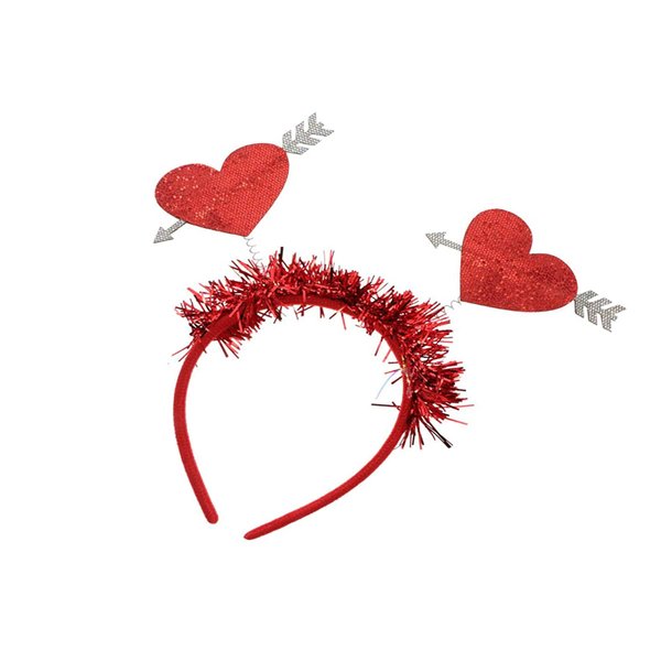 BinaryABC Love Heart Sequin Headband,Valentines Day Heart Head Boppers Headbands,Valentines Day Hair Accessories Party Supplies