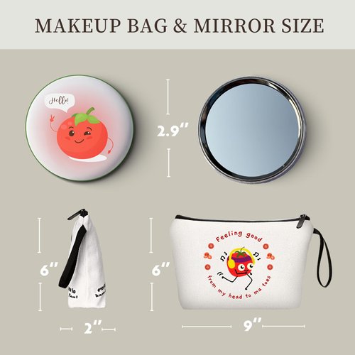 KONSOM Cosmetic Bag with Mirror, Travel, Bathroom, Outdoor, Red, Canvas, Eco-friendly, Cosmetic Case