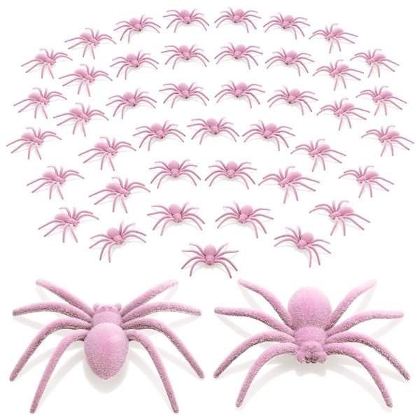 Shappy 50 Pcs Mini Fuzzy Spider Realistic Hairy Small Plastic Fake Spiders Halloween Prank Spider Props Scary Funny Halloween Indoor Outdoor Decorations (2.76 x 2.76 Inch)