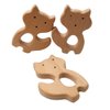 Arakierst 10pcs Organic Wood Fox Teether Pure Natural Animal Shape Beech Wooden Handmade Grasping Pattern DIY Pacifier Chain Pendant