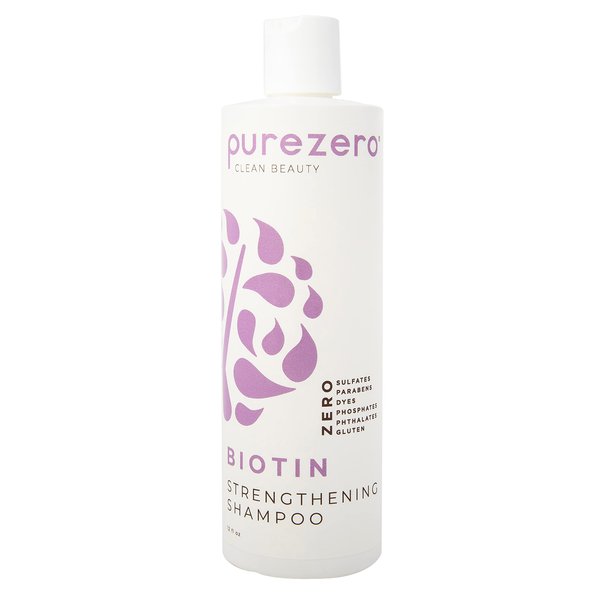 Purezero Biotin Strengthening Shampoo - 12 Fl Ounce - Volumizing, Thicker, Fuller Hair - Zero Sulfates, Parabens, Dyes, Gluten - 100% Vegan & Cruelty Free