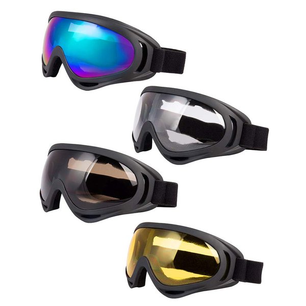 LJDJ Ski Goggles, Pack of 4 - Snowboard Adjustable UV 400 Protective Motorcycle Goggles Outdoor Sports Tactical Glasses Dust-proof Combat Military Sunglasses for Kids, Boys, Girls, Youth, Men, Women