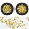 MEILINDS Gold Nail Studs Gems Sparkle Rhinestones Metal Rivets Charms Hollow Moon Star Shaped Artificial Pearls DIY 3D Nail Art Decoration(2 Boxes)