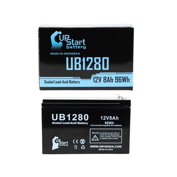Replacement for Replacement CyberPower CP585LCD Battery - Replacement UB1280 Universal Sealed Lead Acid Battery (12V, 8Ah, 8000mAh, F1 Terminal, AGM, SLA) - Includes Two F1 to F2 Terminal Adapters