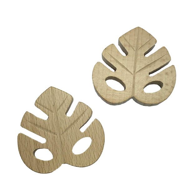 10pcs Lovely Cartoon Wood Leaf Pure Natural Animal Shape Beech Wooden Handmade DIY Necklace Pendant (10pcs)