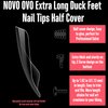 NOVO OVO XXL Long Duck Feet Nail Tips Half Cover for Acrylic, Clear C Curve XXXL Extra Super Long Flare Y2K Wide French Soft Gel False Nail Extension x 11 Sizes in Box 110 pcs