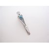 Small blue stone silver metal alligator hair claw clip clamp for fine thin hair (Size: 1.75)