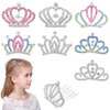 Aswewamt 8 PCS Mini Crystal Rhinestone Princess Crown Hair Comb, Shiny Rhinestone Tiara for Girls Princess Birthday Party Supplies Hair Dectoration