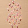 24Pcs French Tip Press on Square Long Fake Full Cover Glue on Nails with Rhinestones and Butterfly Charm Designs Glossy Stick on Nails for Women and Girls