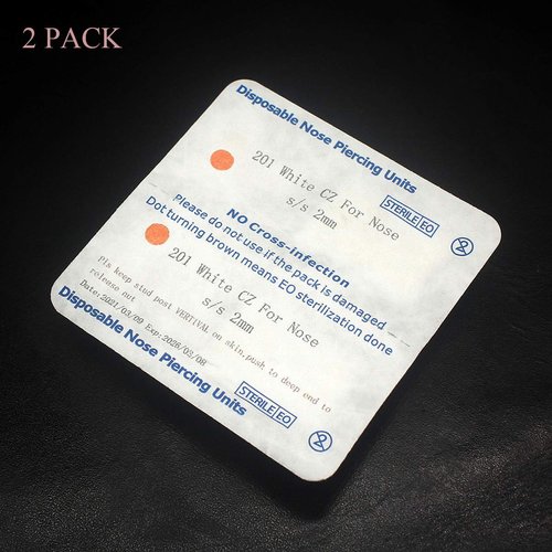 Silver Angel Nose Piercing Kit 20G Nose Stud Disposable Self Ear Nose Piercing Gun Kit Safety Painless Body Piercing Kit Tool (2 Pack)