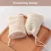 15 Pack Soap Bag, TACYKIBD Natural Sisal Soap Saver Bag with Drawstring, Exfoliating Soap Pouch for Foaming Drying Soap Mesh for Message Peeling Bath Shower Scrubber Use