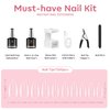 modelones Gel Nail Kit, 500Pcs Soft Gel Nail Tips Medium Almond Shape, 4-in-One Nail Glue Nail Prep Dehydrate & Portable Led Lamp Nail Clipper, Easy Nail Extension Set for Easter Nail Art