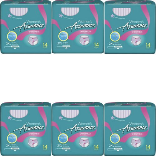 Assurance Incontinence Underwear for Women, Maximum, 2XL, 14 Ct (Pack of 6)