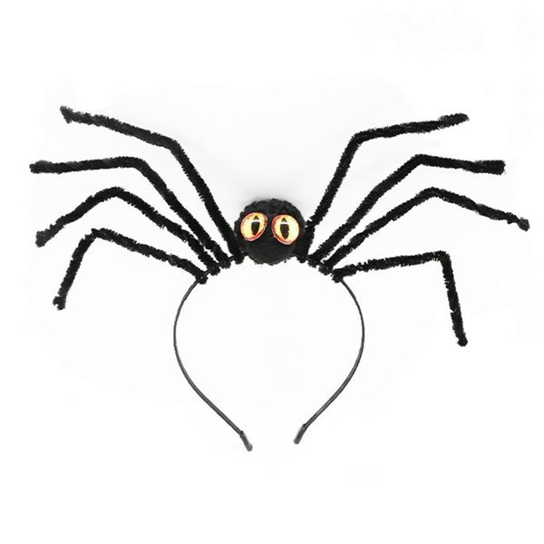 HANSAMU Halloween Black Spider Headband for Women Cosplay Costume, Scary Eyes Spider Hair Hoop Hair Accessories for Adult (Yellow eye)