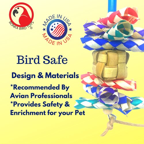 Bonka Bird Toys 3847 Boxy Cube Small Bird Toy Natural Palm Box Crunch Bamboo Treat Finger Traps Forage Chew Cockatiel Parakeet Conure African Grey Cage Pets.
