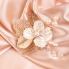 BERYUAN Bridal White Flower Gold Leaf Crystal Rhinestone Hair Comb Crystal rhinestone pearls hair comb Wedding Hair Accessories for Women and Girls